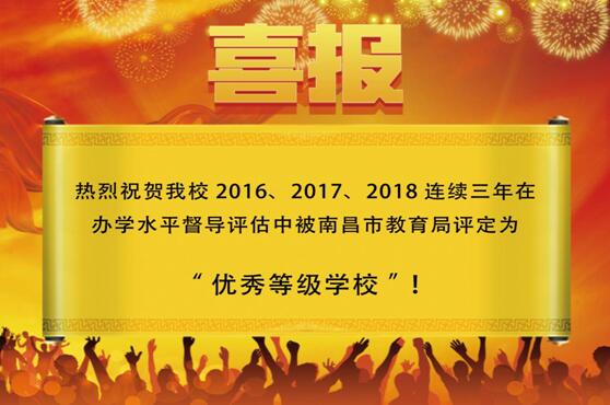 熱烈祝賀南昌向遠(yuǎn)軌道技術(shù)學(xué)校2016、2017、2018連續(xù)三年被南昌市教育局評定為“優(yōu)秀等級學(xué)校”！